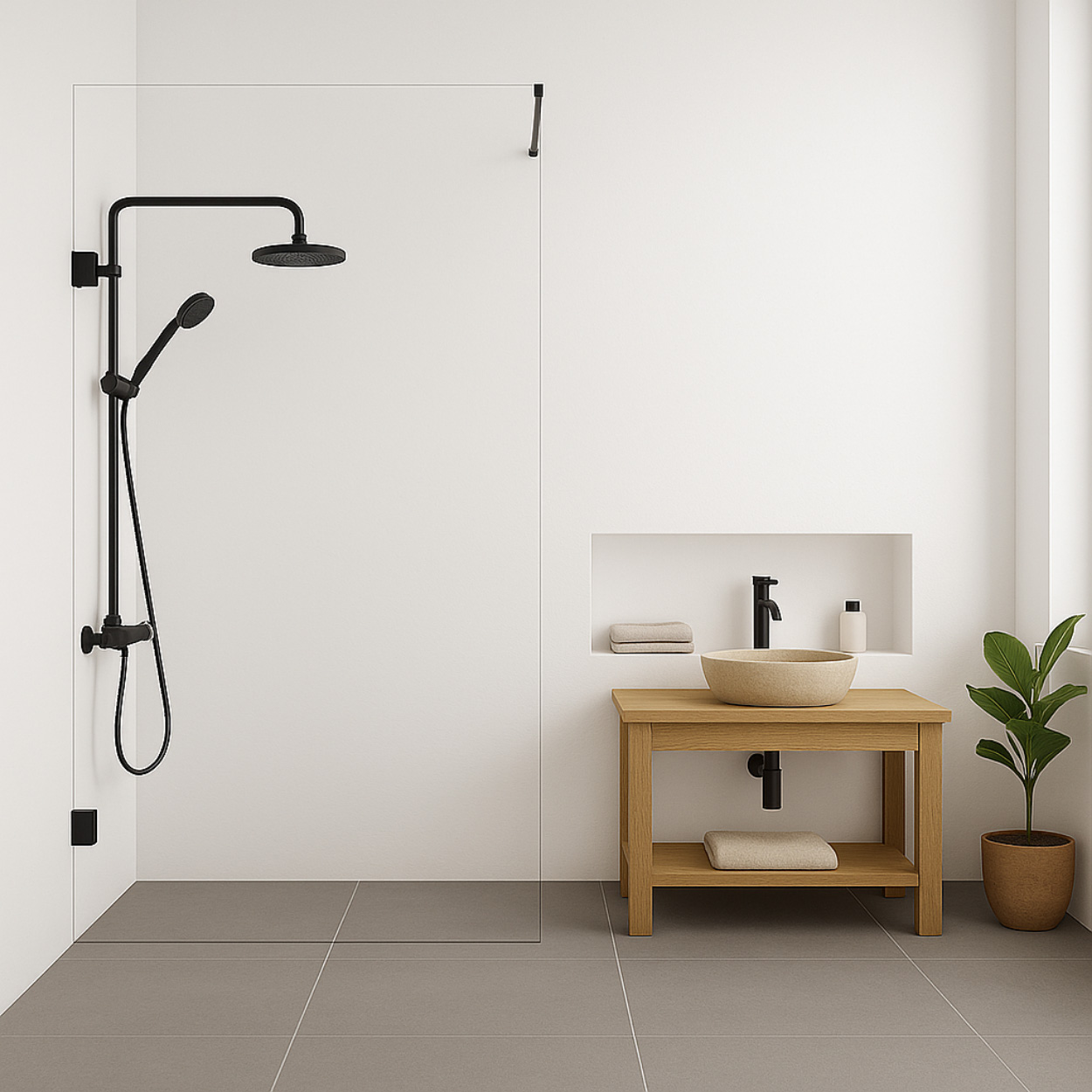 Wiesbaden Less Inloopdouche 8mm Nano Helder Glas / Gun Metal
